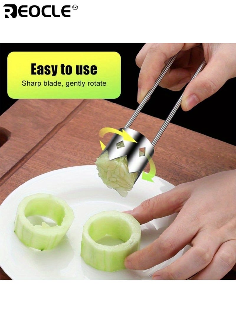 ريوكل أداة نزع لب الفواكه والخضروات من الفولاذ المقاوم للصدأ أداة فعالة لإزالة البذور للفلفل والأناناس والتفاح والكمثرى سهلة التنظيف وتصميم مقاوم للصدأ - Image 2