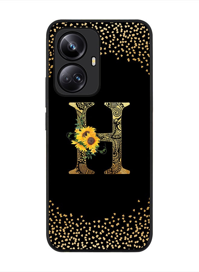 Stylizedd Cover for Realme 10 Pro Plus 5G Case , Rugged Black Slim fit Phone Cases Custom Monogram Initial Letter Mandala Floral Pattern Alphabet-H (Dark Pink Rose) - Image 1