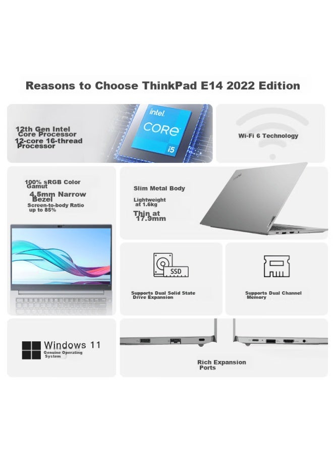 Thinkpad , Lenovo E14 Laptop, Portable Business Office Student Ultrabook, Core I7, 16gb Ram, 512gb Storage, 100% Srgb, Silver Color - Image 1