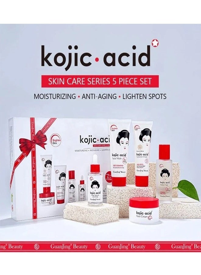 KOJIC ACID kojic Acid Skin Care Moisturizing And Anti Aging And Lighten Spots 5 Piece Set  - Image 1
