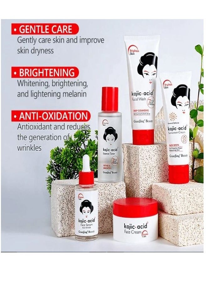 KOJIC ACID kojic Acid Skin Care Moisturizing And Anti Aging And Lighten Spots 5 Piece Set  - Image 2
