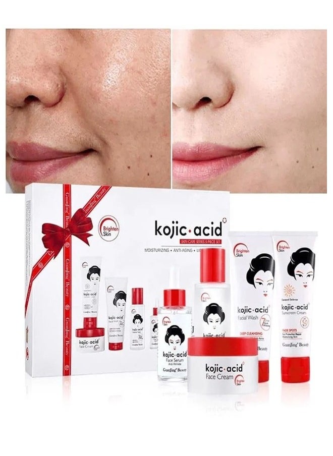 KOJIC ACID kojic Acid Skin Care Moisturizing And Anti Aging And Lighten Spots 5 Piece Set  - Image 3