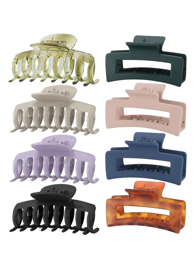 Lolalet - 8 Colors Lolalet Strong Hold Hair Claw Clips, 2 Styles Nonslip Medium Large Jaw Clip for Women and Girls, 4 Square Matte and 4 Bright Acrylic Hair Clamps for Thick Thin Fine Long Hair -Style B - Image 1
