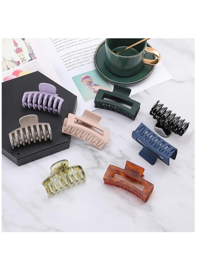 Lolalet - 8 Colors Lolalet Strong Hold Hair Claw Clips, 2 Styles Nonslip Medium Large Jaw Clip for Women and Girls, 4 Square Matte and 4 Bright Acrylic Hair Clamps for Thick Thin Fine Long Hair -Style B - Image 1