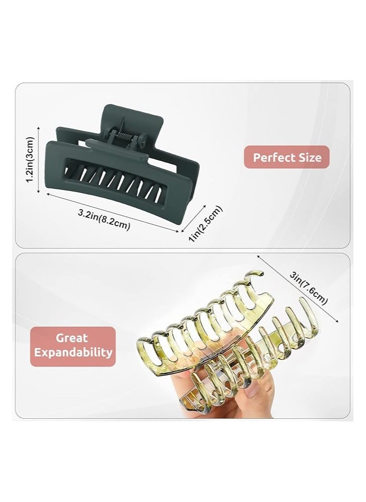 Lolalet - 8 Colors Lolalet Strong Hold Hair Claw Clips, 2 Styles Nonslip Medium Large Jaw Clip for Women and Girls, 4 Square Matte and 4 Bright Acrylic Hair Clamps for Thick Thin Fine Long Hair -Style B - Image 1