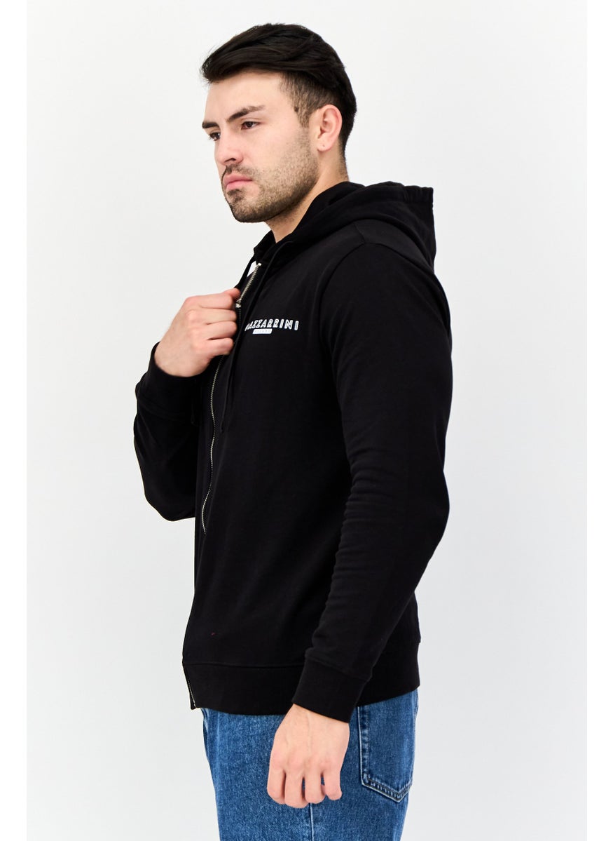 Gazzarrini Men  Brand Logo Long Sleeve Hoodie, Black  - Image 2