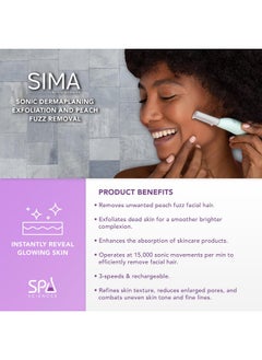 SPA SCIENCES - SIMA Sonic Dermaplaning Tool - Patented Painless 2 in 1 Facial Exfoliation & Peach Fuzz-Hair Removal System w/ 7 Weeks Treatment Included - Anti-Aging - 3 Speeds - Rechargeable - pzsku/Z63A9433CB8907DC09463Z/45/_/1736426666/5b754b02-9e87-433e-972b-808df902e3ee