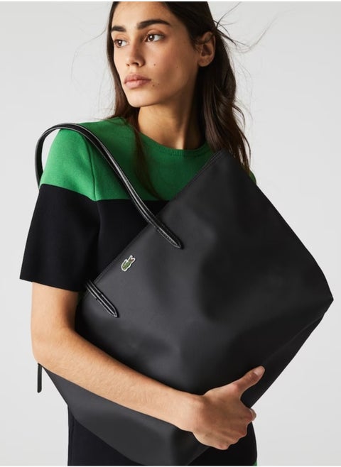 Lacoste bag Women's L12.12 Concept Fashion Versatile Large Capacity Large Size Zipper Handheld Shoulder Bag Tote Bag Large Black 45cm * 30cm * 12cm
