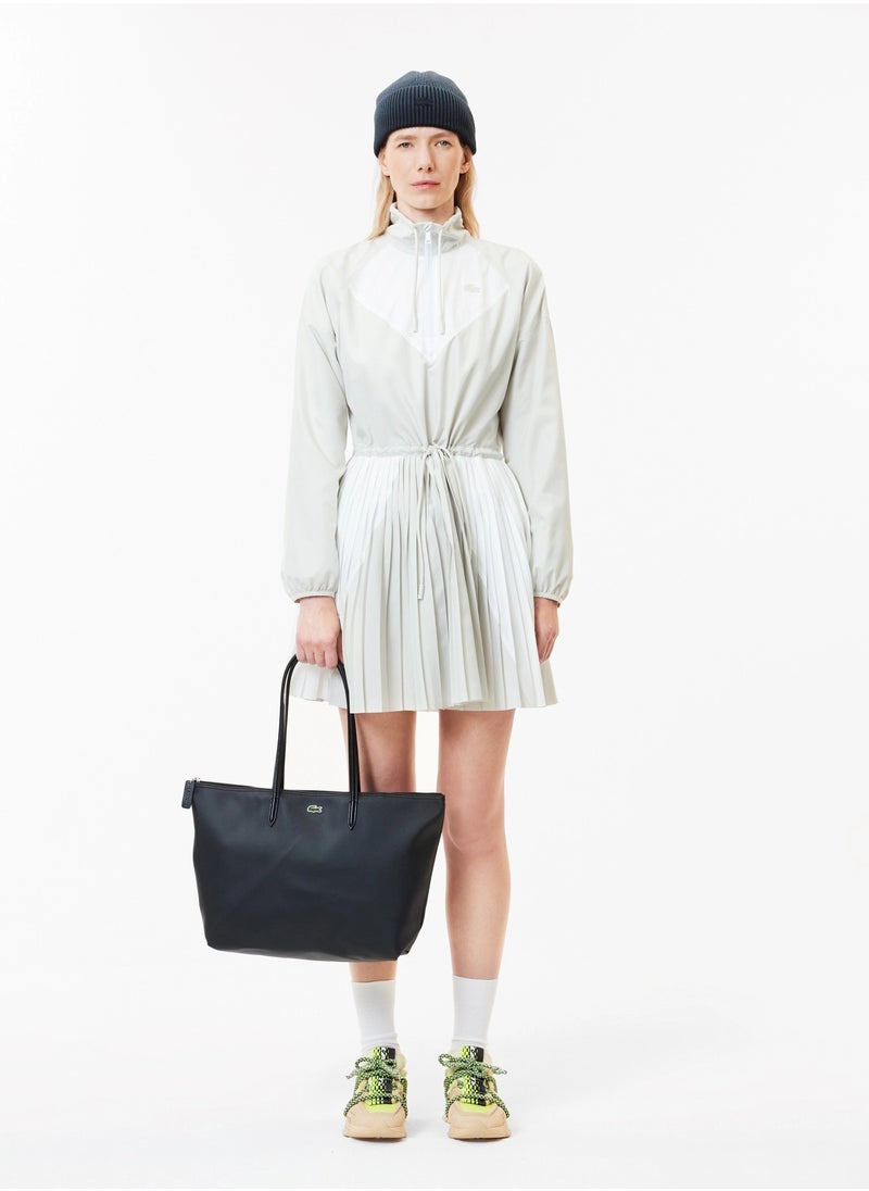 لاكوست - حقيبة لاكوست النسائية L12.12 Concept Fashion متعددة الاستخدامات ذات سعة كبيرة ومقاس كبير وحقيبة كتف بسحاب وحقيبة حمل كبيرة باللون الأسود 45 سم * 30 سم * 12 سم - Image 1