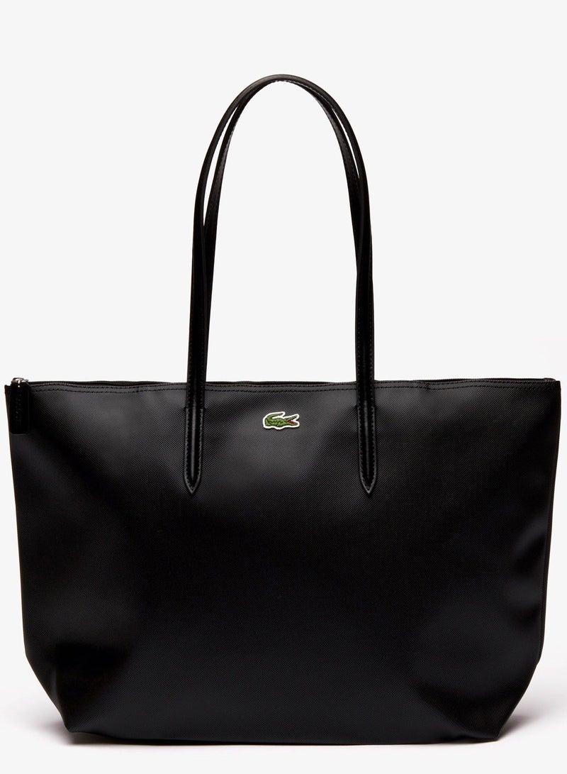 Lacoste bag Women's L12.12 Concept Fashion Versatile Large Capacity Large Size Zipper Handheld Shoulder Bag Tote Bag Large Black 45cm * 30cm * 12cm - Image 3