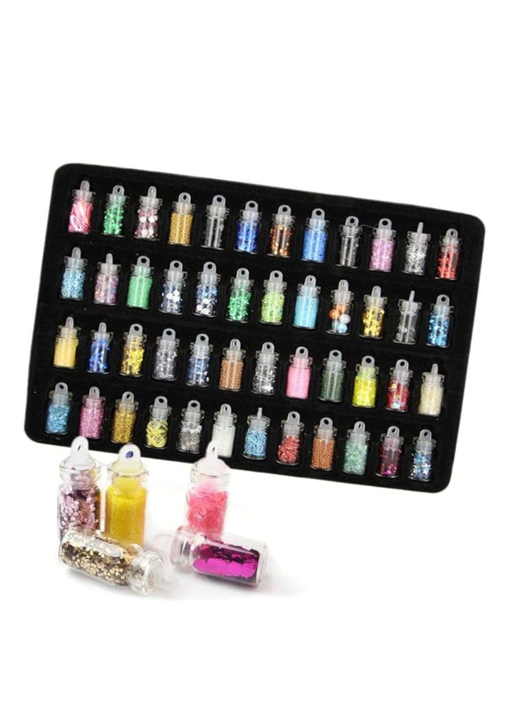 Cool Baby 48 Bottles/Set 3D DIY Nail Decoration Accessories Set Including Random Nail Pearl Sequins Glitter Acrylic Rhinestones Makeup Tools  - Image 1