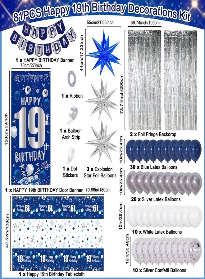 Pounira 19th Birthday Decorations for Boys Men, Happy 19th Birthday Decorations Boy Girls 19 Birthday Door Banner, 19th Bday Party Balloons for Men, Tablecloth Foil Backdrop Star Balloons for 19 Year Old - Image 3
