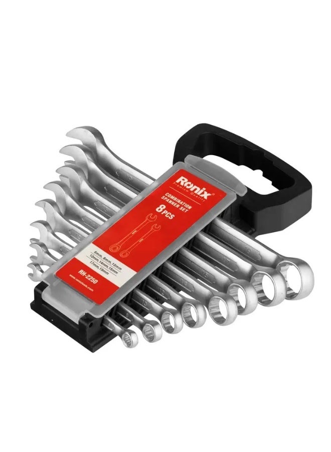 Ronix RH-2250 8pc Spanner Set 6-19mm Cr-V, 15° Ring Anti-Rust, German Engineering #Ronix RH-2250 - Image 4