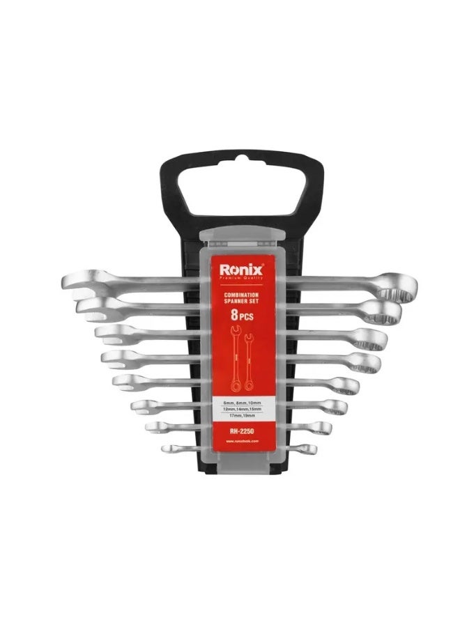 Ronix RH-2250 8pc Spanner Set 6-19mm Cr-V, 15° Ring Anti-Rust, German Engineering #Ronix RH-2250 - Image 2