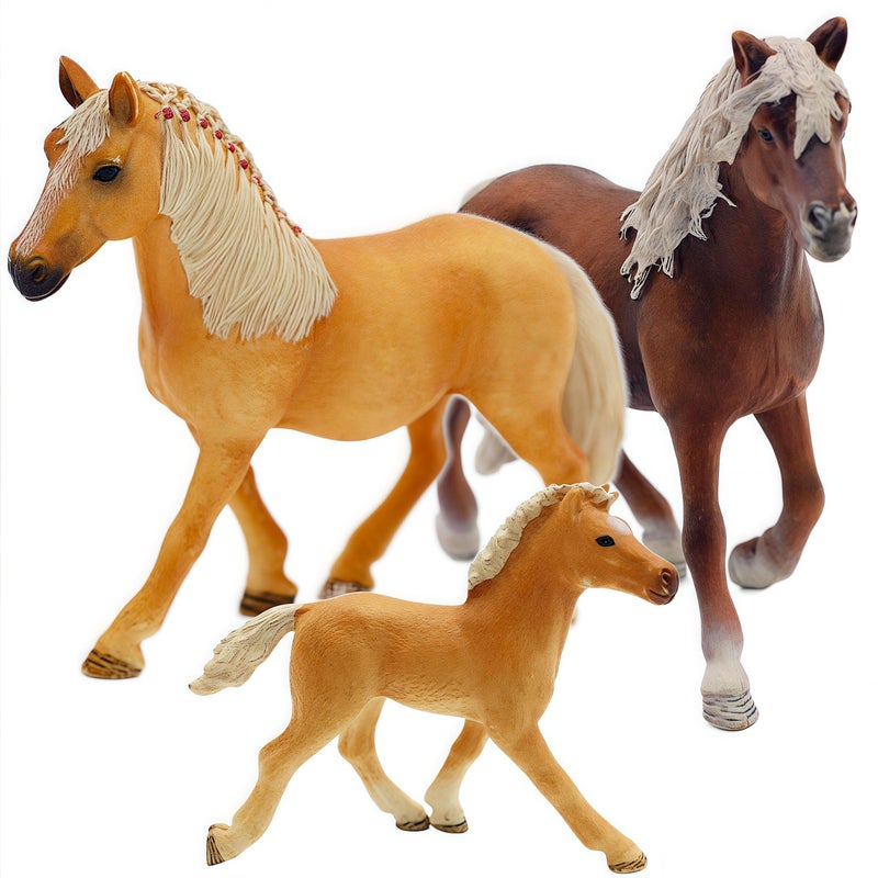 Gemini&Genius GeminiGenius Horses Figurine Toy Farm Premium Horse Animal Playset Mare and Stallion with Horse Baby Family Action Figures Party Favors Supplies Party Cupcake Toppers Birthday Gifts for Kids - Image 3
