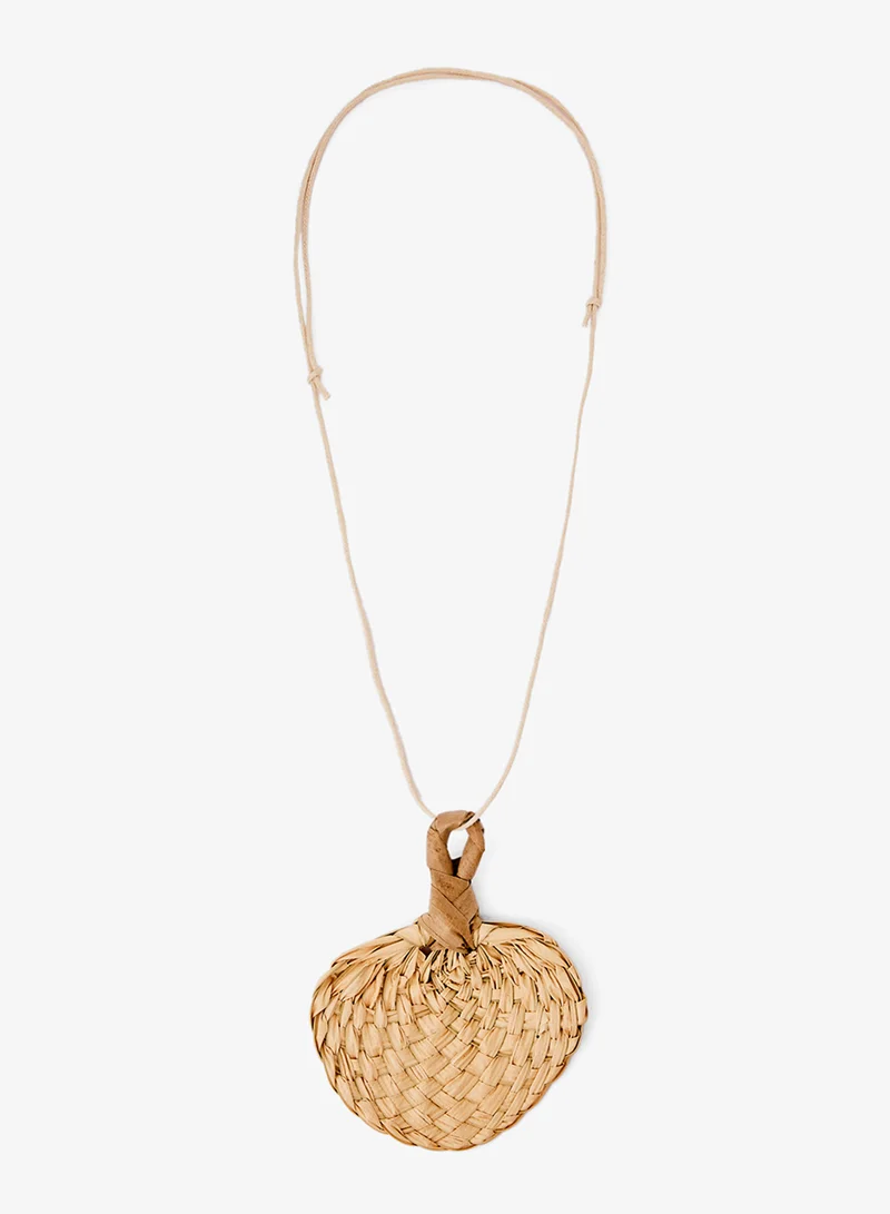 Ginger Raffia Textured Seashell Statement Necklace