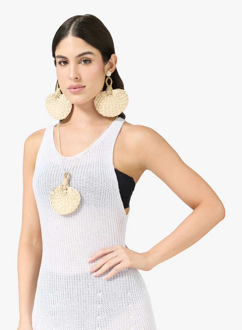 جينجر عقد صدفي بارز بنسيج الرافي