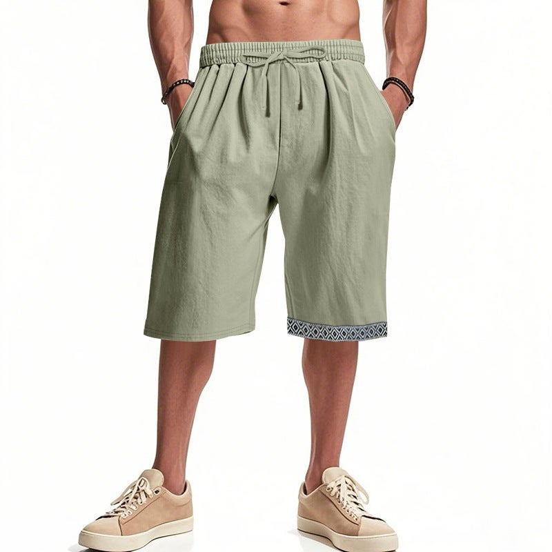 Summer Men''s Linen Loose Casual Bohemian Linen Breathable Casual Beach Shorts - Image 1