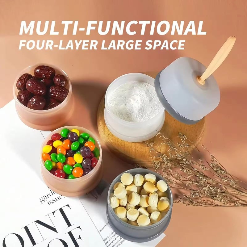 DOOMSDAY Stackable Baby Milk Powder Dispenser, 4-Layer BPA-Free Formula Storage Container, Portable, Non-Spill Snack Cup for Travel & Home, Food-Grade Multipurpose Baby Food Organizer - Image 4