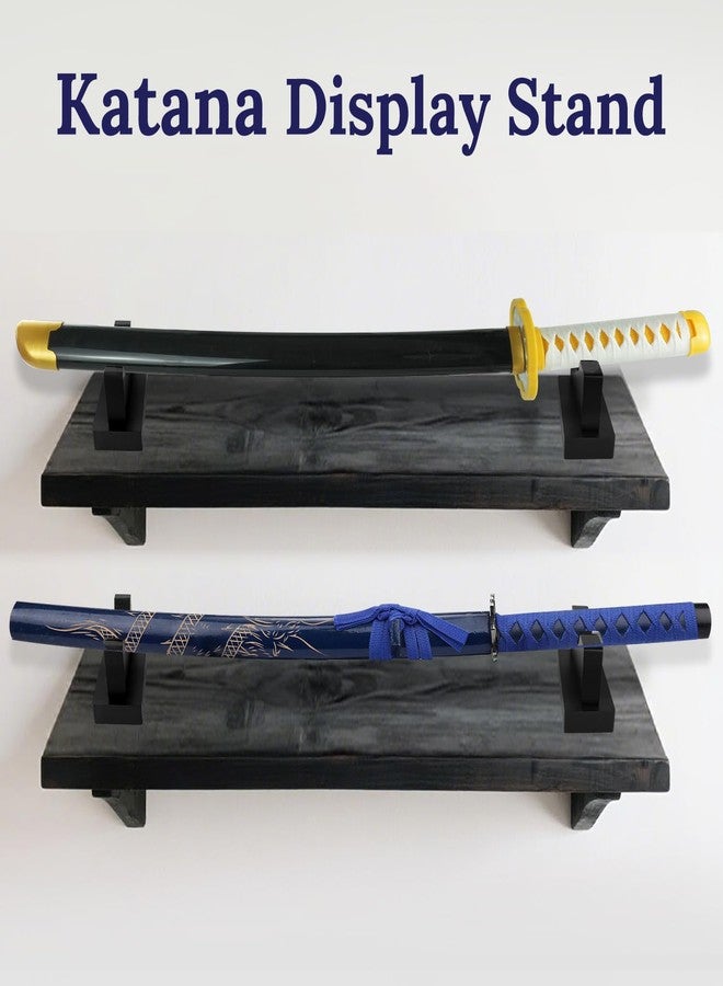 Elifinds Sword Stand Adjustable Bamboo for Katana & Medieval Swords - Velvet Pad - Image 2