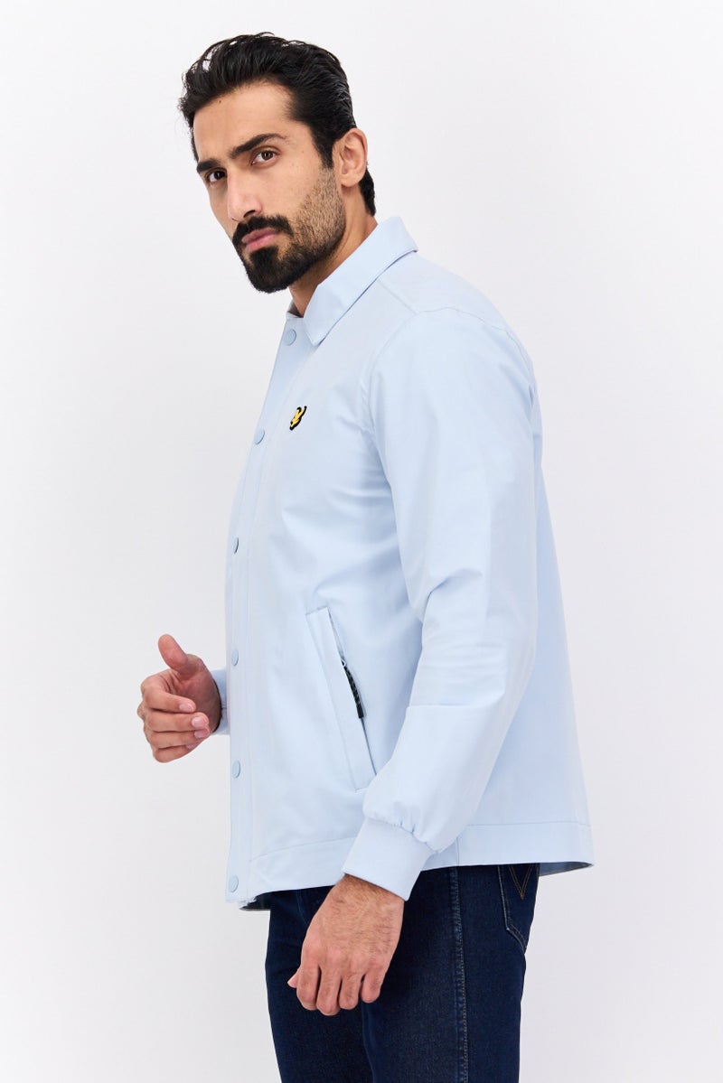 Lyle & Scott Men Brand Logo Jacket Shirt, Light Blue - Image 2