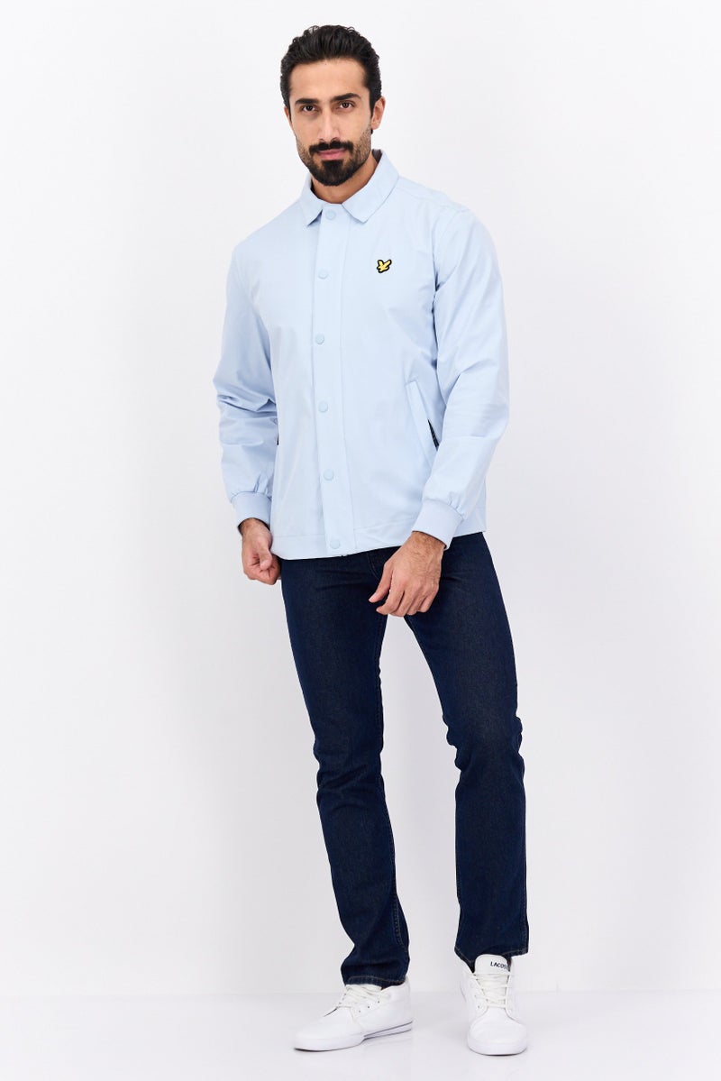 Lyle & Scott Men Brand Logo Jacket Shirt, Light Blue - Image 3