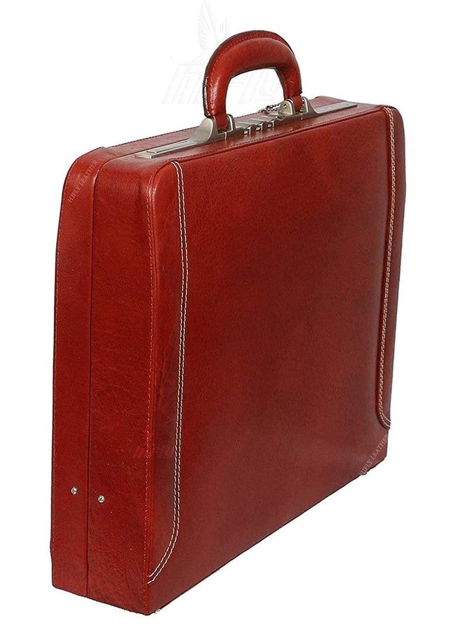 Hifly Leather Briefcase for Men - Unisex - Round Corner Strap Over - Hard Briefcase - Office Bag - Leather Accessories - 3 Digit Combo Italy Lock - Suitcase - 15.6" Laptop Briefcase - Luggage - Tan - Image 3
