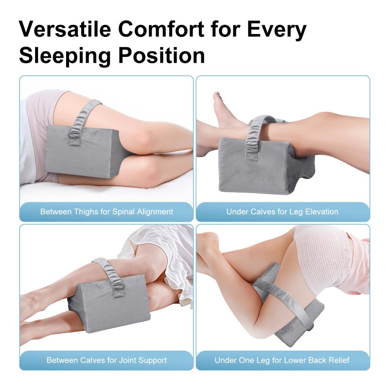 UJPFEO Knee Pillow for Side Sleepers,Memory Foam Leg Pillow for Side Sleeping Between Knees,Knee Cushions for Hip,Back,Joints,Sciatica Pain Relief Pillows,Spinal Alignment Support,Natural Grey - Image 5