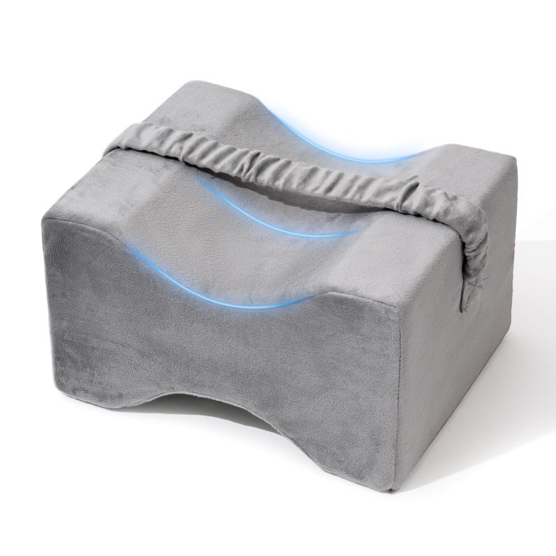 UJPFEO Knee Pillow for Side Sleepers,Memory Foam Leg Pillow for Side Sleeping Between Knees,Knee Cushions for Hip,Back,Joints,Sciatica Pain Relief Pillows,Spinal Alignment Support,Natural Grey - Image 1