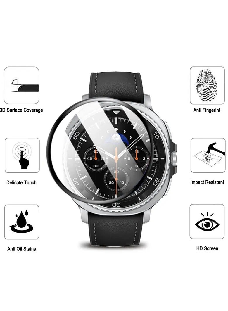 TWEGGON Samsung Watch 8 Classic 46mm Screen Protector, Full Cover Screen Guard for Samsung Galaxy Watch 8 Classic 46mm Black/Clear - Image 2
