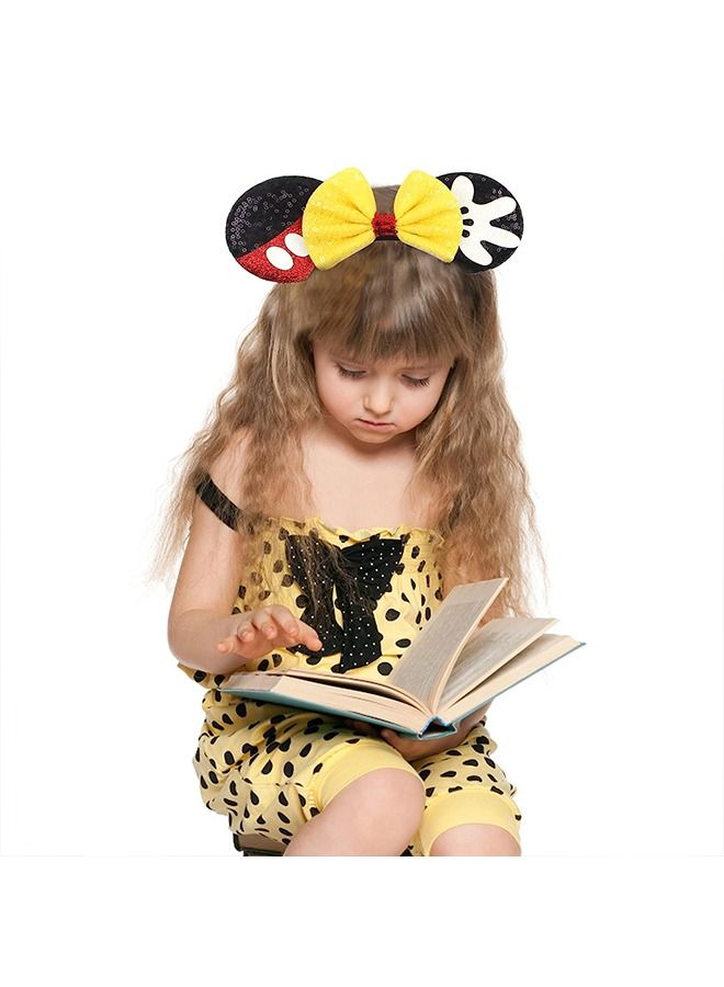 2PCS ديزني ميكي عصابات الرأس، الماوس الأذن القوس العصابات الرأس، اكسسوارات الشعر القوس لتزيين حزب لامعة، تأثيري الديكور، حفلة عيد ميلاد الاطفال - Image 5