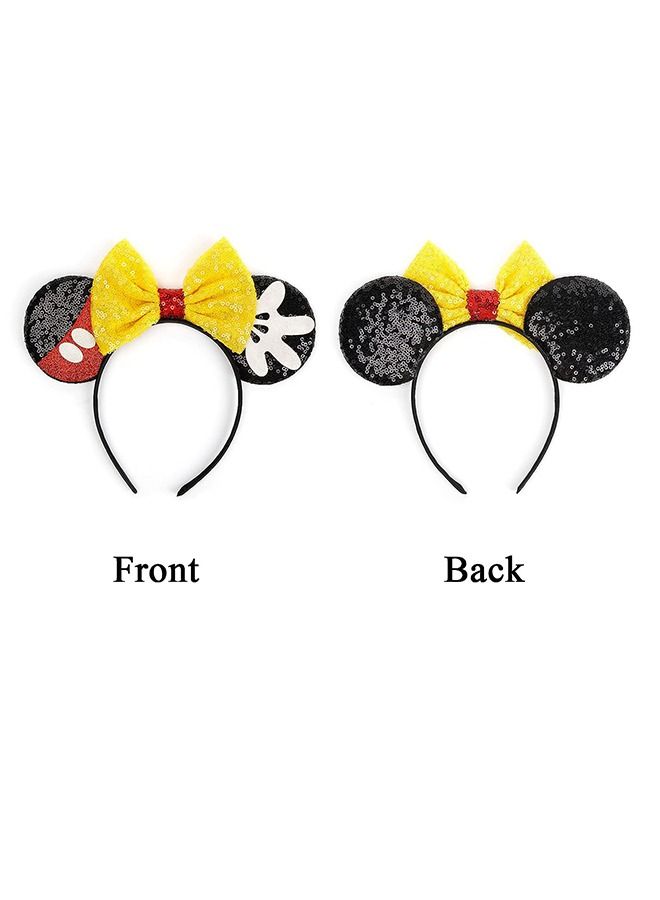 2PCS ديزني ميكي عصابات الرأس، الماوس الأذن القوس العصابات الرأس، اكسسوارات الشعر القوس لتزيين حزب لامعة، تأثيري الديكور، حفلة عيد ميلاد الاطفال - Image 2