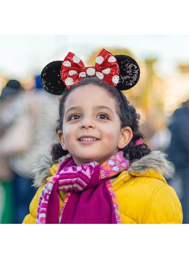 2PCS ديزني ميكي عصابات الرأس، الماوس الأذن القوس العصابات الرأس، اكسسوارات الشعر القوس لتزيين حزب لامعة، تأثيري الديكور، حفلة عيد ميلاد الاطفال - Image 4