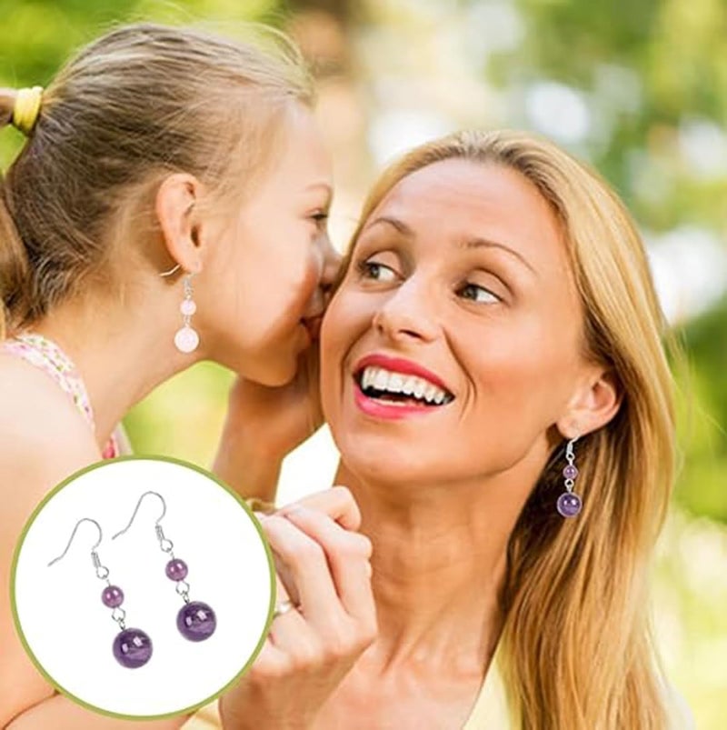 Excefore 15 Pairs Natural Stone Earrings Dangle Earrings for Women Chakra Healing Crystal Earrings Colorful Beaded Earrings Lightweight Birthday Gifts for Women - Image 3