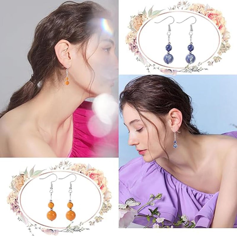 Excefore 15 Pairs Natural Stone Earrings Dangle Earrings for Women Chakra Healing Crystal Earrings Colorful Beaded Earrings Lightweight Birthday Gifts for Women - Image 4