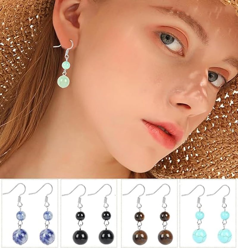 Excefore 15 Pairs Natural Stone Earrings Dangle Earrings for Women Chakra Healing Crystal Earrings Colorful Beaded Earrings Lightweight Birthday Gifts for Women - Image 2