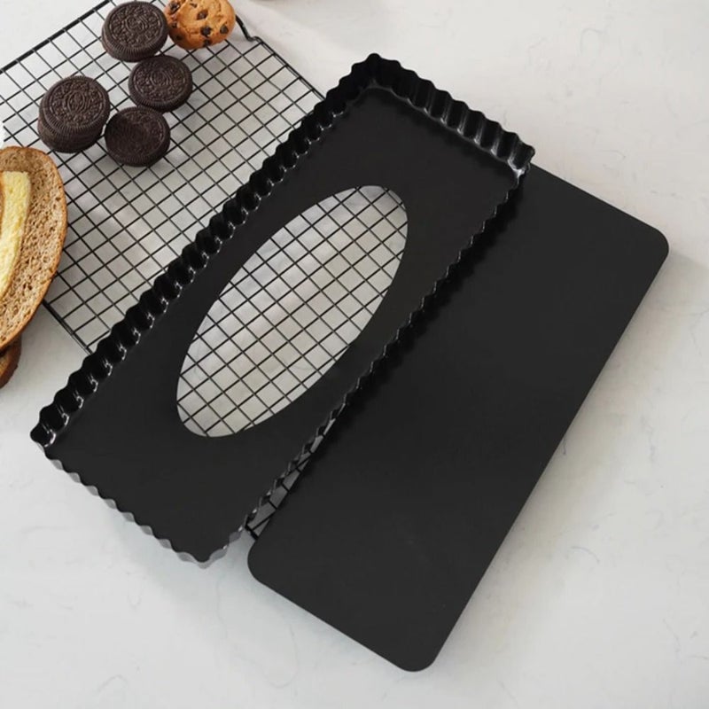 14 Inch Carbon Steel Non Stick Rectangular Baking Pan with Removable Bottom Professional Grade Oven Safe Durable Easy To Clean Baking Tray - Image 4