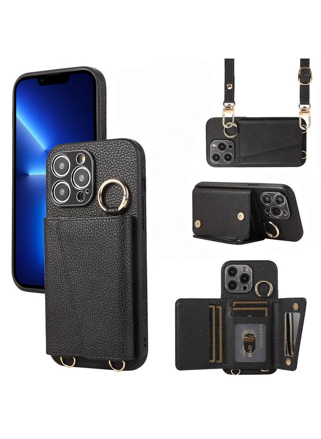 Zaboon Case For iPhone 13 Pro Crossbody Ring Wallet Leather Back Cover Phone Case - Image 1