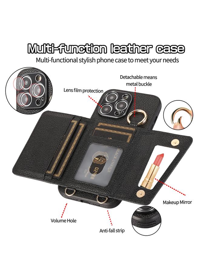 Zaboon Case For iPhone 13 Pro Crossbody Ring Wallet Leather Back Cover Phone Case - Image 3