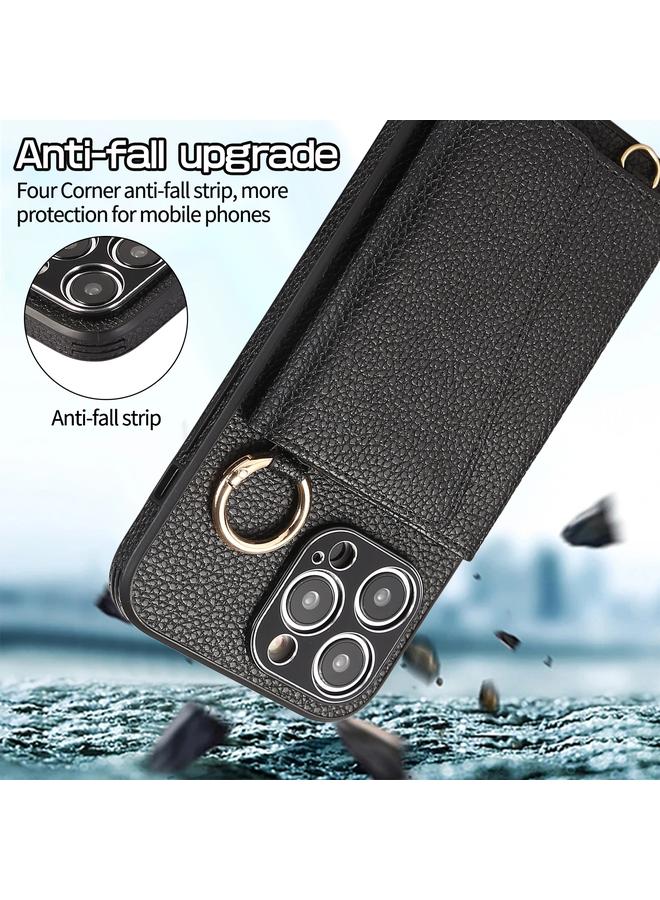 Zaboon Case For iPhone 13 Pro Crossbody Ring Wallet Leather Back Cover Phone Case - Image 4