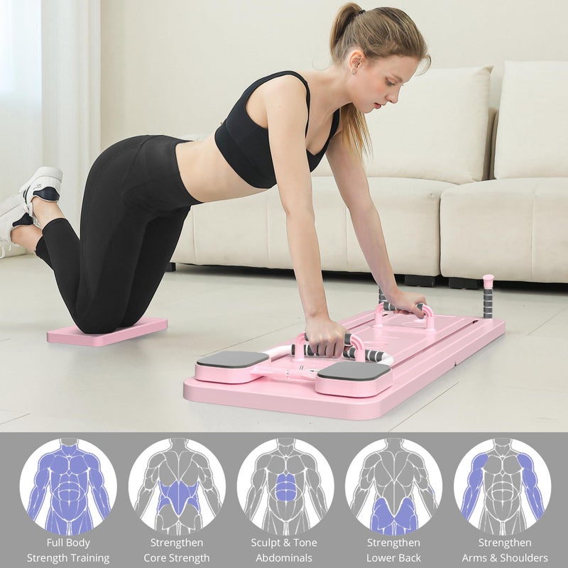 JANUA Pilates Board - Pilates Reformer Set, Multi-Purpose Foldable Pilates Reformer Board for Home, 5 in 1 Pilates Sliding Board (Pink Set) - Image 3