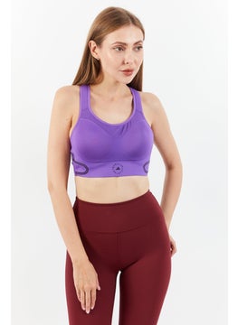 adidas By Stella McCartney Women Printed Padded Sports Bra, Purple  - Image 1