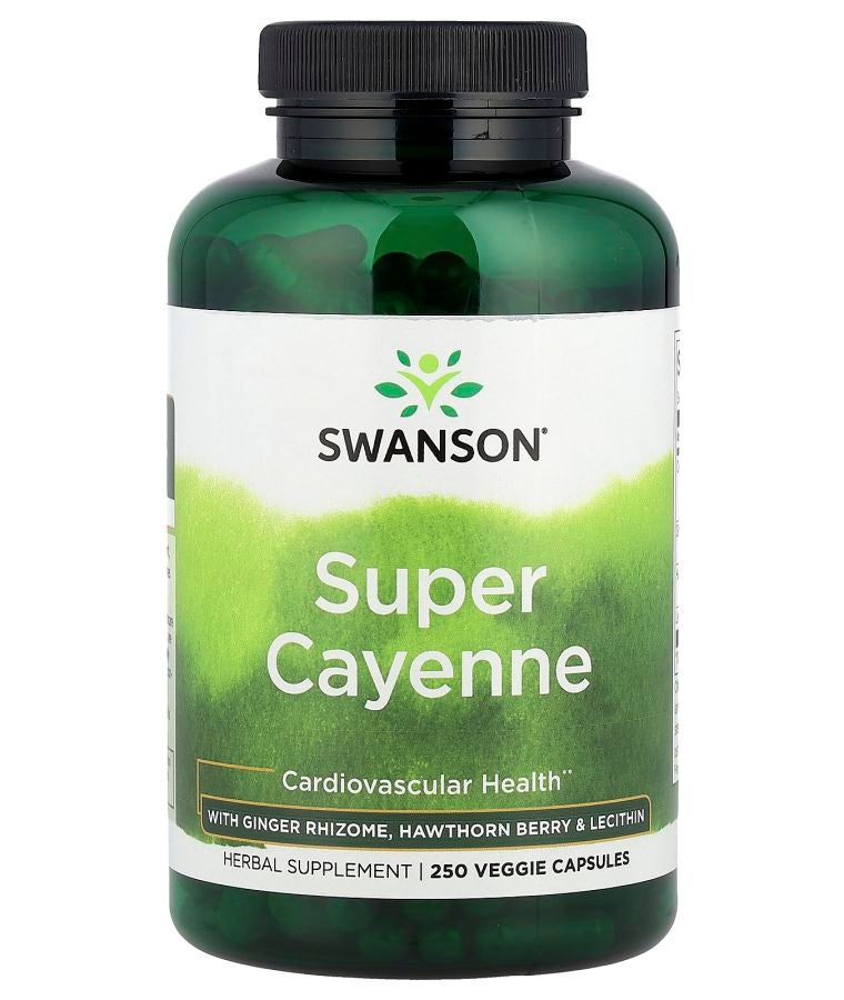Super Cayenne with Ginger Rhizome Hawthorn Berry & Lecithin 250 Veggie Capsules