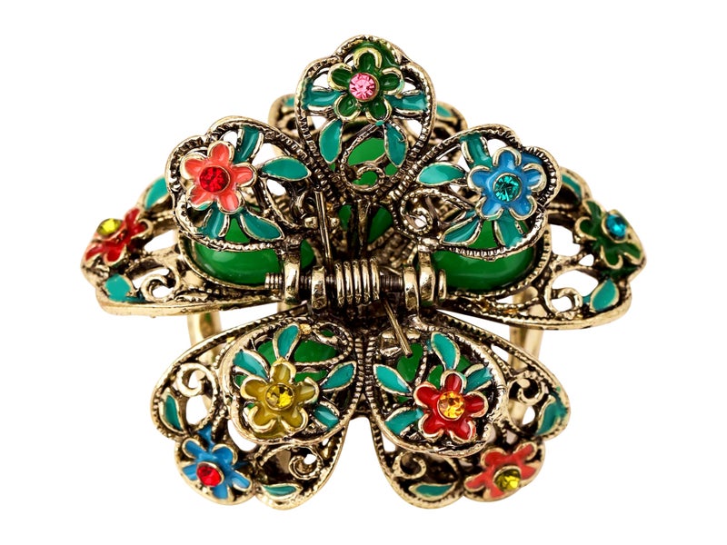 MINACHI Bohemian Style Floral Hair Claws Hair Clip, Green Toned Alloy, Women's Hair Accessories - Image 1
