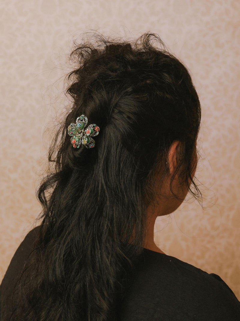 MINACHI Bohemian Style Floral Hair Claws Hair Clip, Green Toned Alloy, Women's Hair Accessories - Image 2