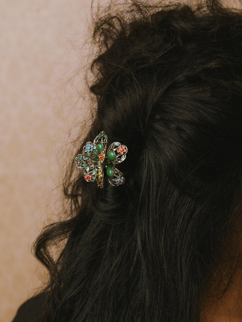MINACHI Bohemian Style Floral Hair Claws Hair Clip, Green Toned Alloy, Women's Hair Accessories - Image 4