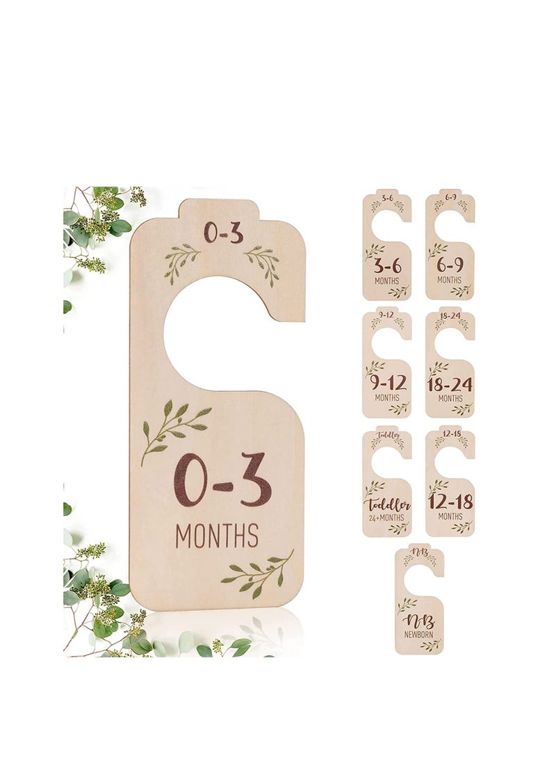 SYOSI Baby Closet Dividers for Clothes Organizer   Set of 8 Beautiful Wooden Double Sided Baby Clothes Size Hanger Organizers for Newborn to 24 Months for Nursery Decor - Image 1