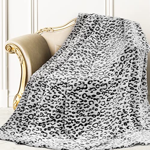 SEEGU Cheetah Print Blanket Soft Cozy Black Fleece Blankets Lightweight Plush Fuzzy Dark Gray Leopard Print Blanket Decor Birthday Gifts for Bed Women Men - Image 1