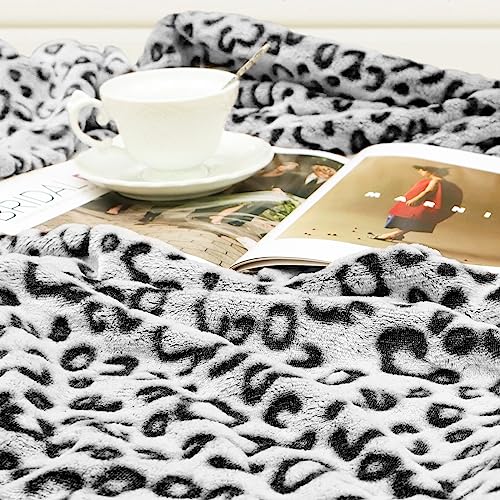 SEEGU Cheetah Print Blanket Soft Cozy Black Fleece Blankets Lightweight Plush Fuzzy Dark Gray Leopard Print Blanket Decor Birthday Gifts for Bed Women Men - Image 3