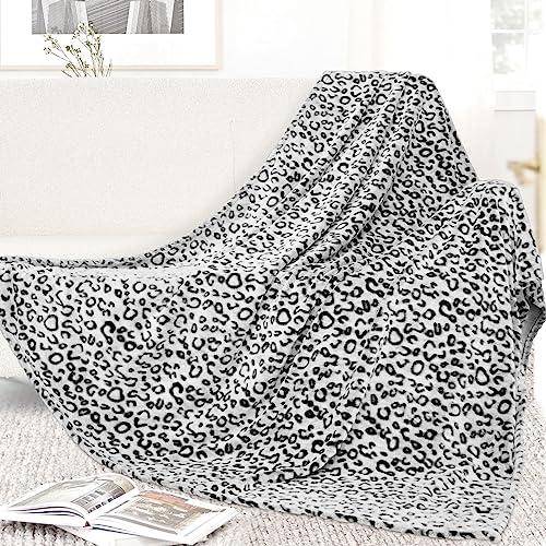 SEEGU Cheetah Print Blanket Soft Cozy Black Fleece Blankets Lightweight Plush Fuzzy Dark Gray Leopard Print Blanket Decor Birthday Gifts for Bed Women Men - Image 4